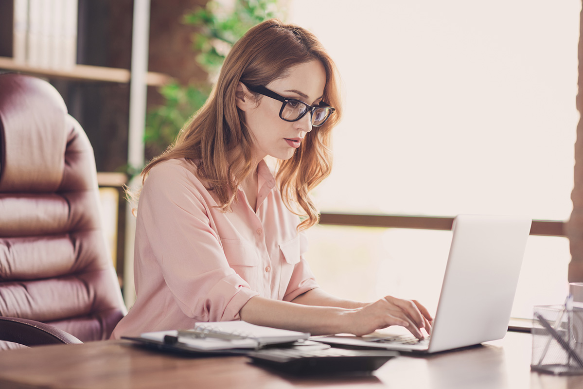 business woman working on laptop